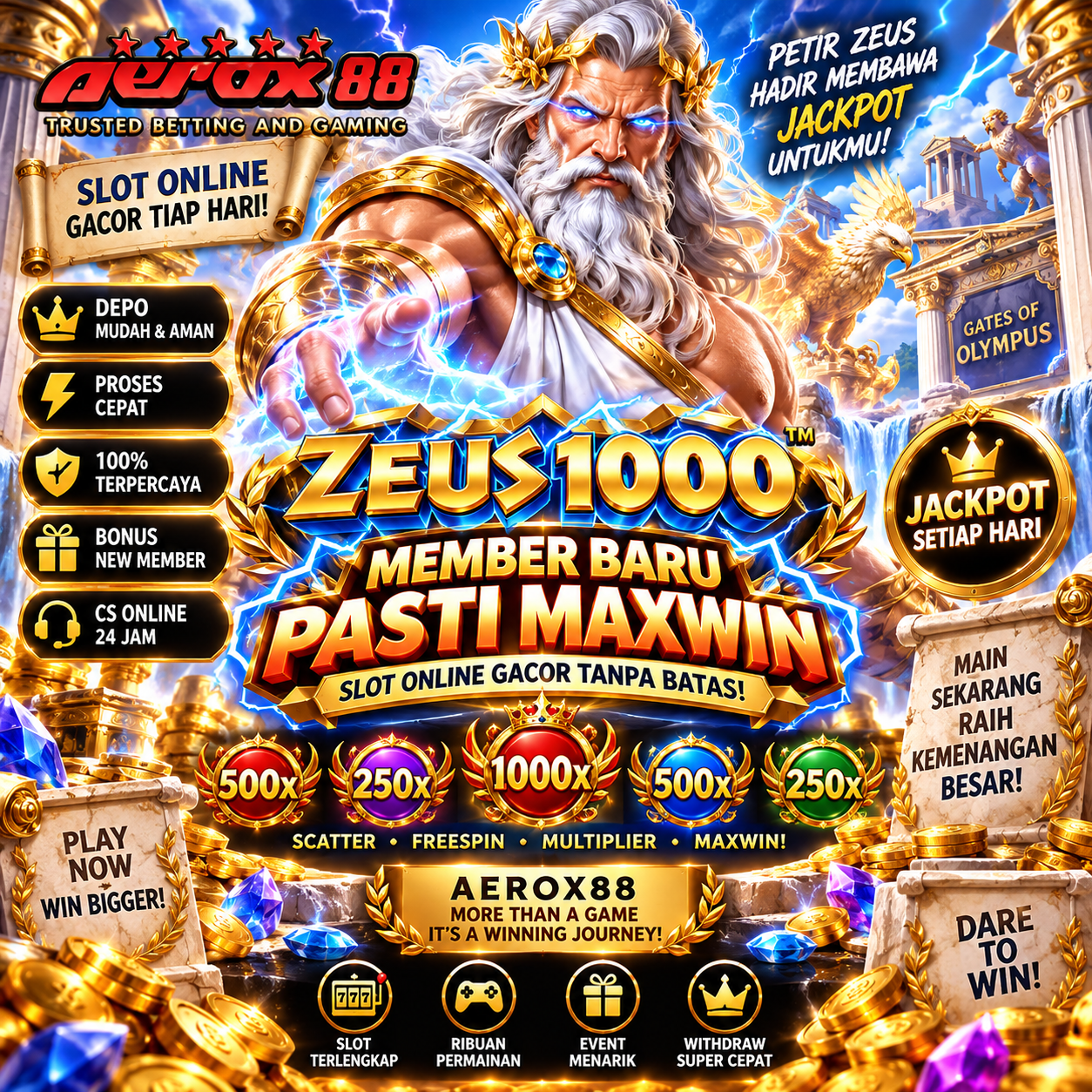 AEROX88 ~ Tempat Main Gates Of Olympus Paling Royal Dimana Petir Zeus Hadir Membawa Jackpot
